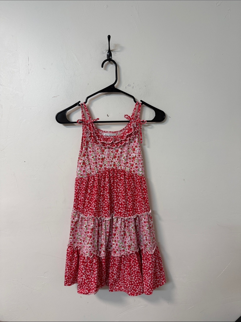 Jona Michelle Pink Floral Tiered Sundress with Tie Straps